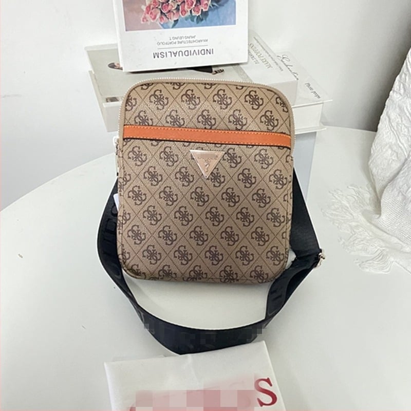 Geantă de umăr pentru bărbați — stil urban simplu, piele PU, model cu litere, căptușeală Oxford, impermeabilă