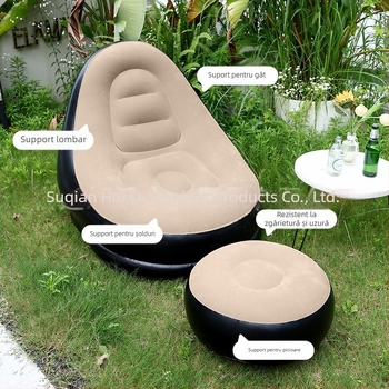 Canapea gonflabilă de exterior cu suport pentru picioare, PVC portabil Hui Le, pentru 1 persoană, 1,9 kg, pompă de aer