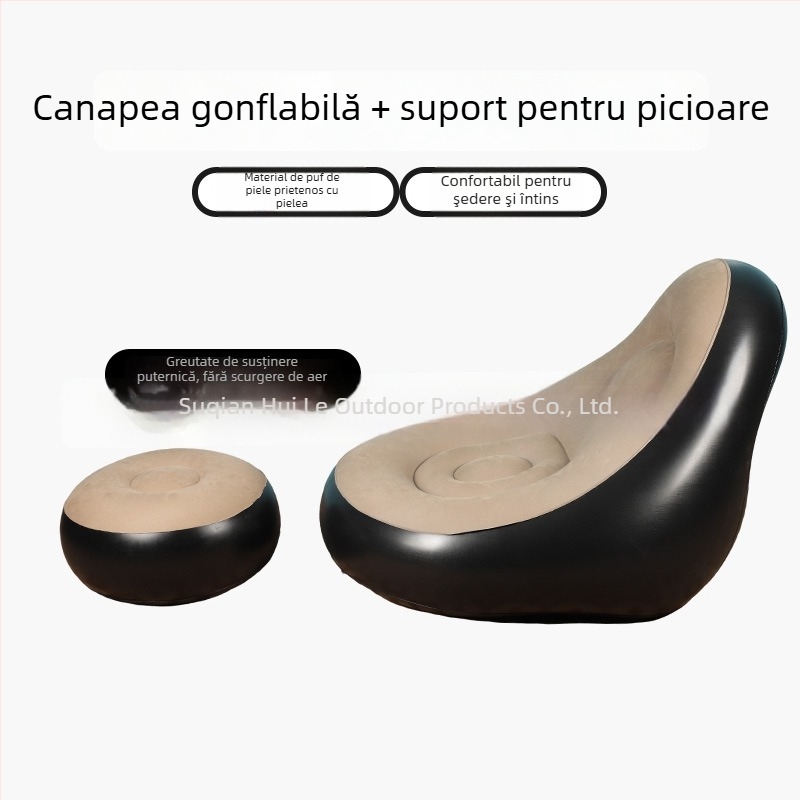 Canapea gonflabilă de exterior cu suport pentru picioare, PVC portabil Hui Le, pentru 1 persoană, 1,9 kg, pompă de aer