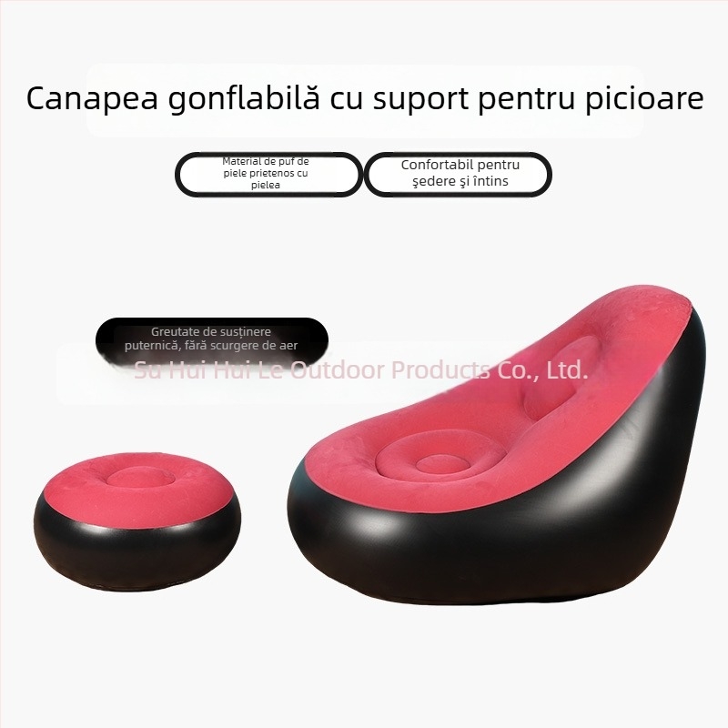 Canapea gonflabilă de exterior cu suport pentru picioare, PVC portabil Hui Le, pentru 1 persoană, 1,9 kg, pompă de aer