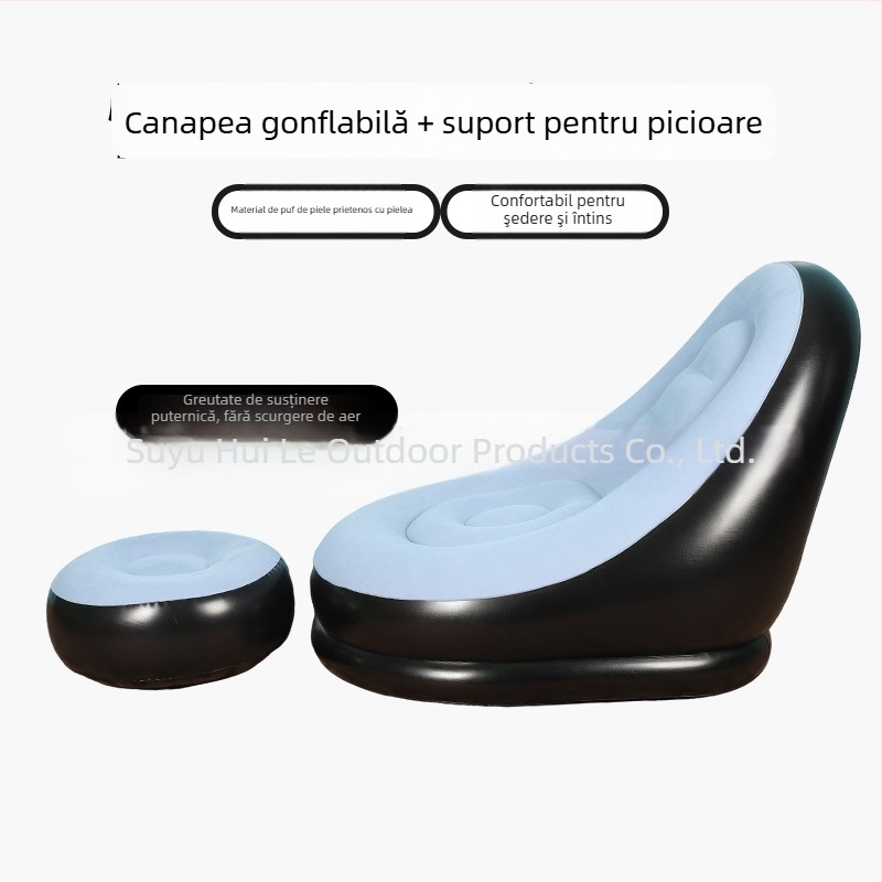 Canapea gonflabilă de exterior cu suport pentru picioare, PVC portabil Hui Le, pentru 1 persoană, 1,9 kg, pompă de aer