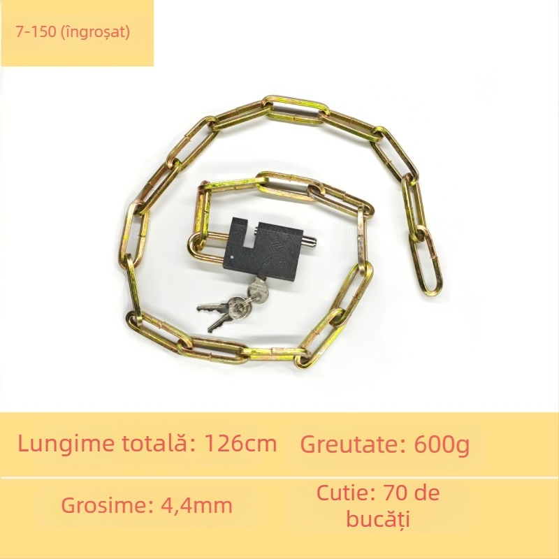 Chain lock — lanț galvanizat din fier pentru porți de depozit, motociclete și biciclete; anti-furt, anti-forțare, greutate 50
