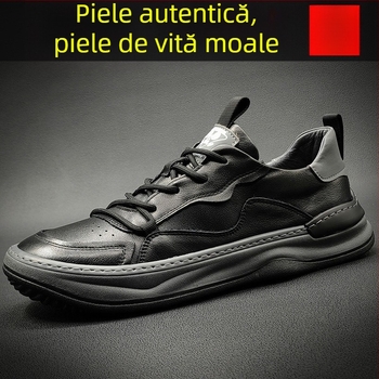 Mocasină pentru bărbați din piele naturală, profil jos, Slip-On, vârf rotund, talpă din cauciuc