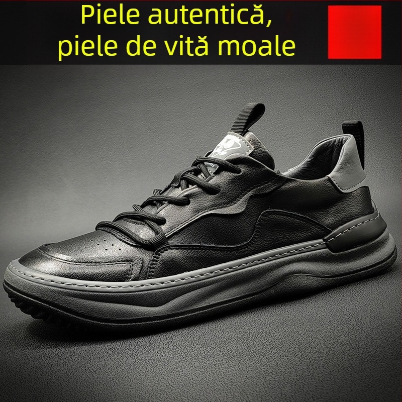 Mocasină pentru bărbați din piele naturală, profil jos, Slip-On, vârf rotund, talpă din cauciuc