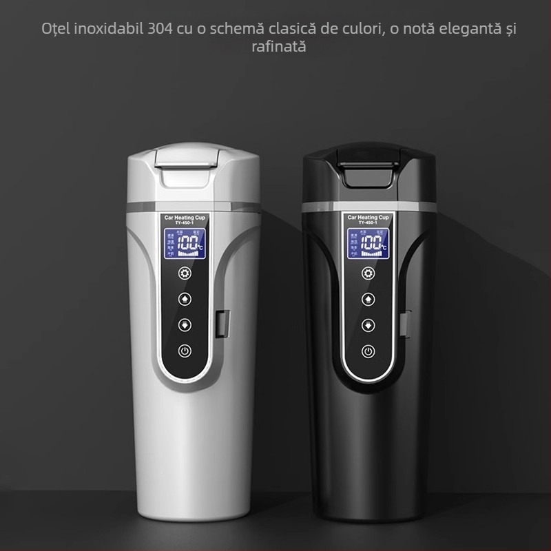 Ceainic electric montat în mașină, 12V pentru autoturisme, 24V pentru camioane, ceainic portabil izolat pentru apă fierbinte