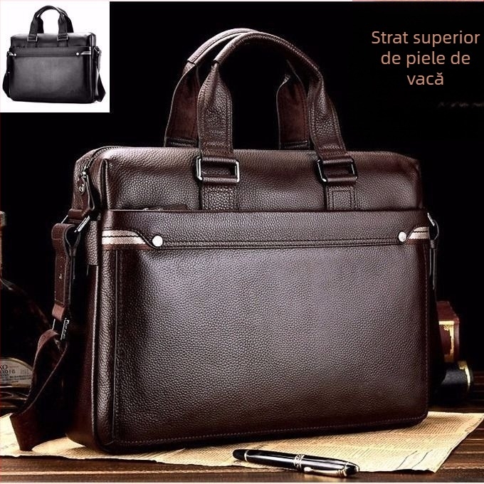 Geantă de afaceri din PU, căptușeală din piele de vacă, design crossbody/la mână, capacitate mare, potrivită pentru călătoriile de afaceri
