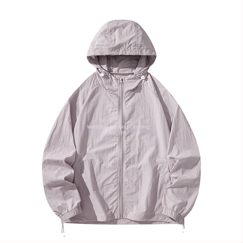 Tricou cu glugă pentru protecție solară, ușor de vară, 100% poliester, mâneci lungi