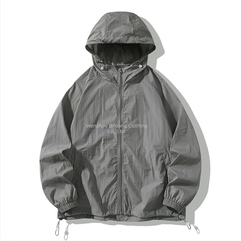 Tricou cu glugă pentru protecție solară, ușor de vară, 100% poliester, mâneci lungi