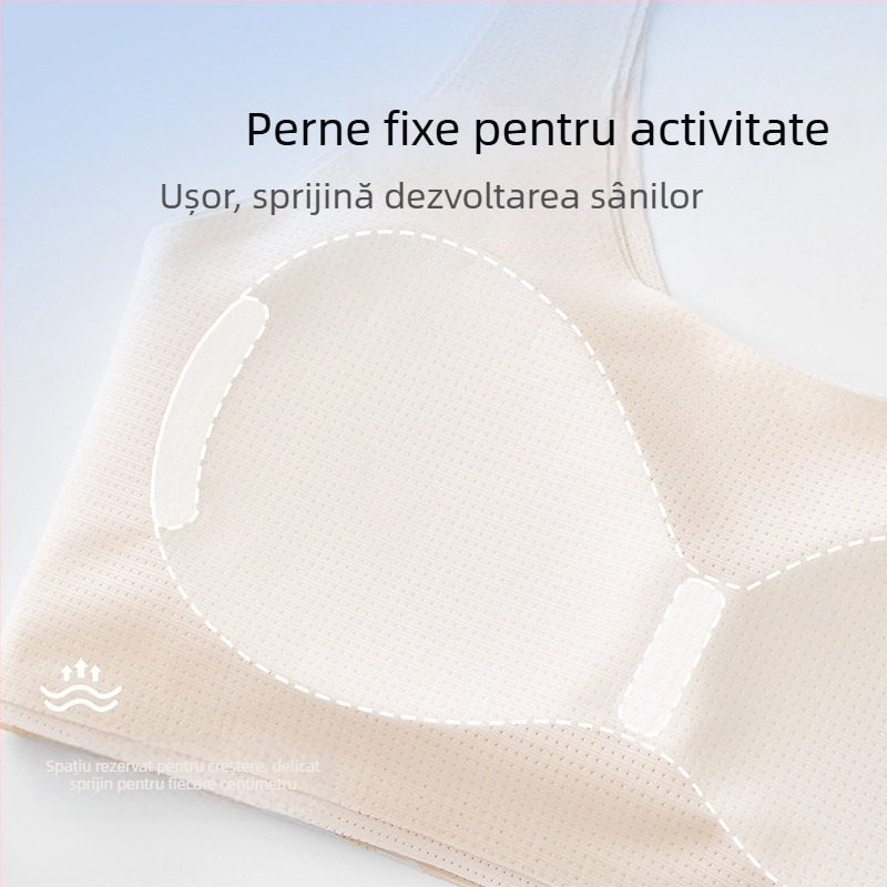 Sutien sport pentru fete adolescente, cu cupă completă, respirabil, bretele fixe duble