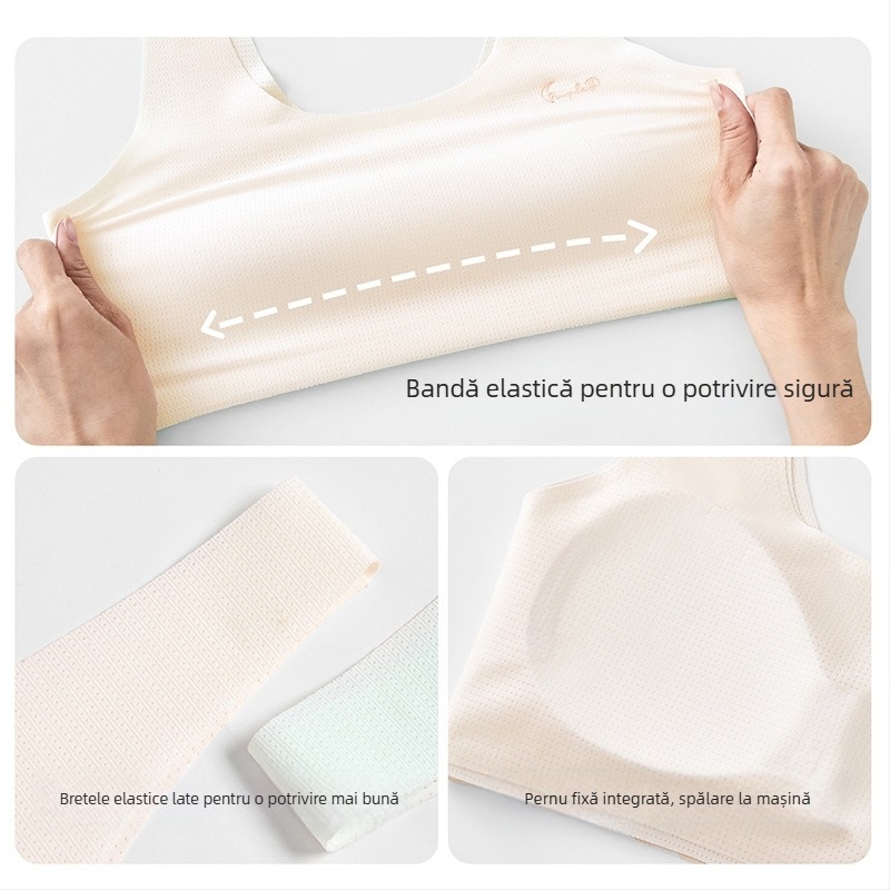 Sutien sport pentru fete adolescente, cu cupă completă, respirabil, bretele fixe duble