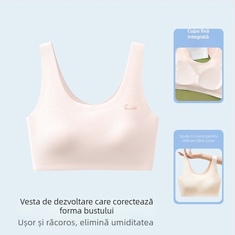 Sutien sport pentru fete adolescente, cu cupă completă, respirabil, bretele fixe duble