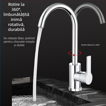 Robinet de bucătărie mixt, din cupru, cartuș ceramic, montaj vertical, 0–100 °C, 1,6 MPa