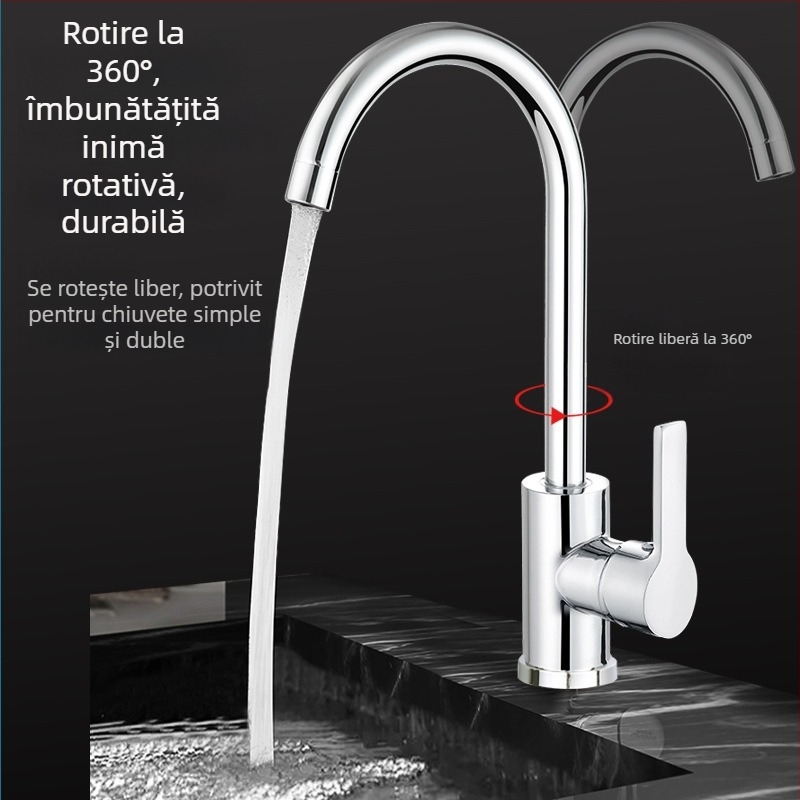 Robinet de bucătărie mixt, din cupru, cartuș ceramic, montaj vertical, 0–100 °C, 1,6 MPa