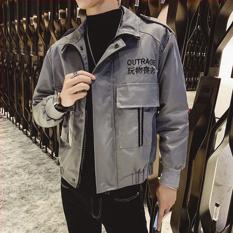 Jachetă baseball din corduroy cu blană de iepure, stil coreean, croială Slim, cu glugă, guler rever