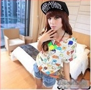 Bluza din chiffon pentru femei, imprimeu, croială lejeră, mâneci tip aripă, guler rotund, top de vară, lungime 50–65 cm