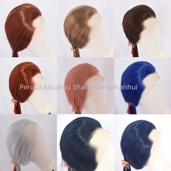 Perucă COS pentru bărbați, costum antic, păr lung drept, dantelă frontală, țesătură frontală manuală