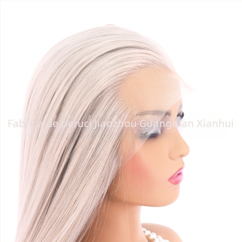 Perucă COS pentru bărbați, costum antic, păr lung drept, dantelă frontală, țesătură frontală manuală