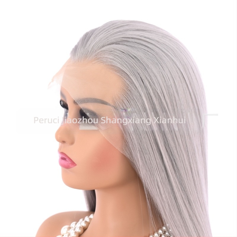 Perucă COS pentru bărbați, costum antic, păr lung drept, dantelă frontală, țesătură frontală manuală