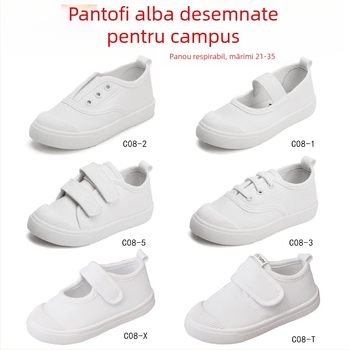 Adidași pentru copii din pânză, închidere Velcro, glezna joasă, partea superioară din pânză, branț textil