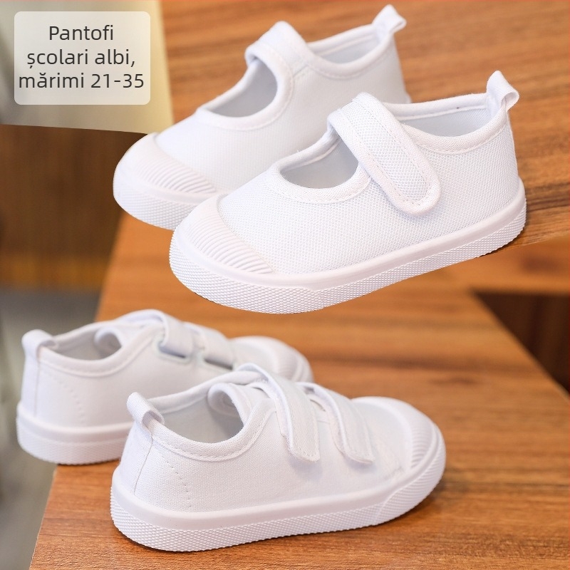 Adidași pentru copii din pânză, închidere Velcro, glezna joasă, partea superioară din pânză, branț textil