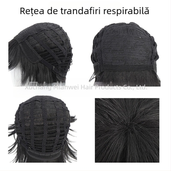 Perucă COS pentru roluri – breton scurt drept, fibră rezistentă la temperatură, stil de rol