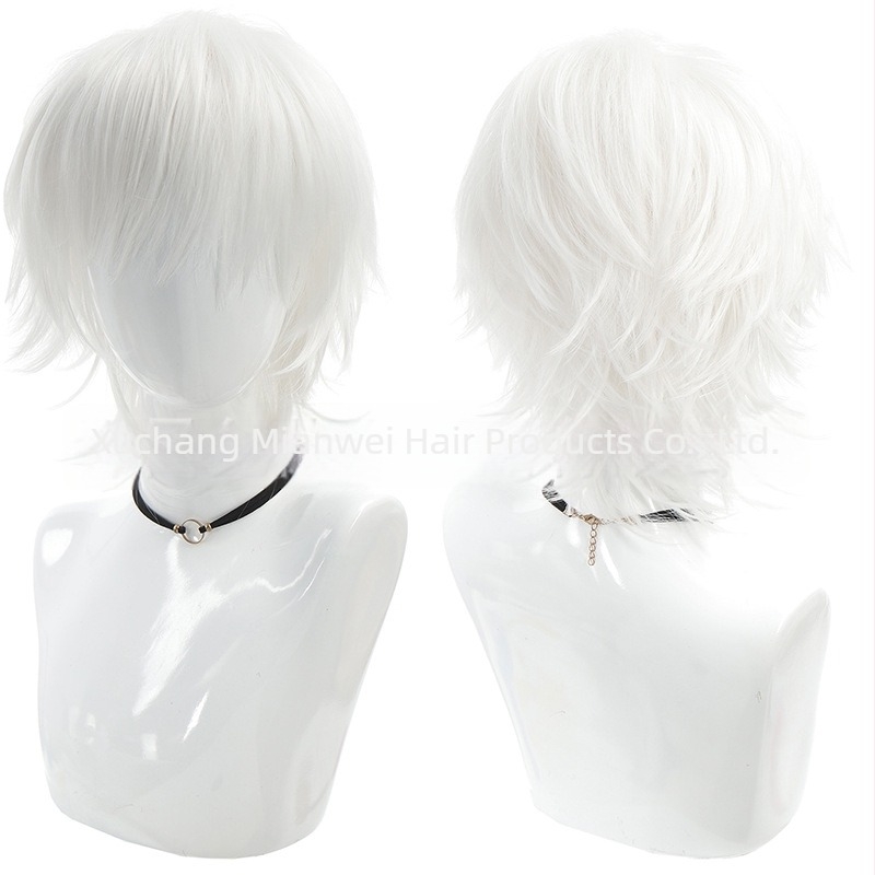 Perucă COS pentru roluri – breton scurt drept, fibră rezistentă la temperatură, stil de rol