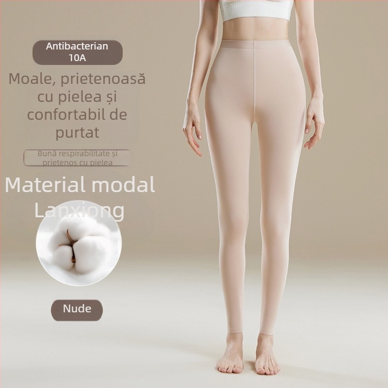 Pantaloni termici femei talie înaltă - Amestec Modal, 30–50% modal, modelare corp, păstrează căldura, culoare uni