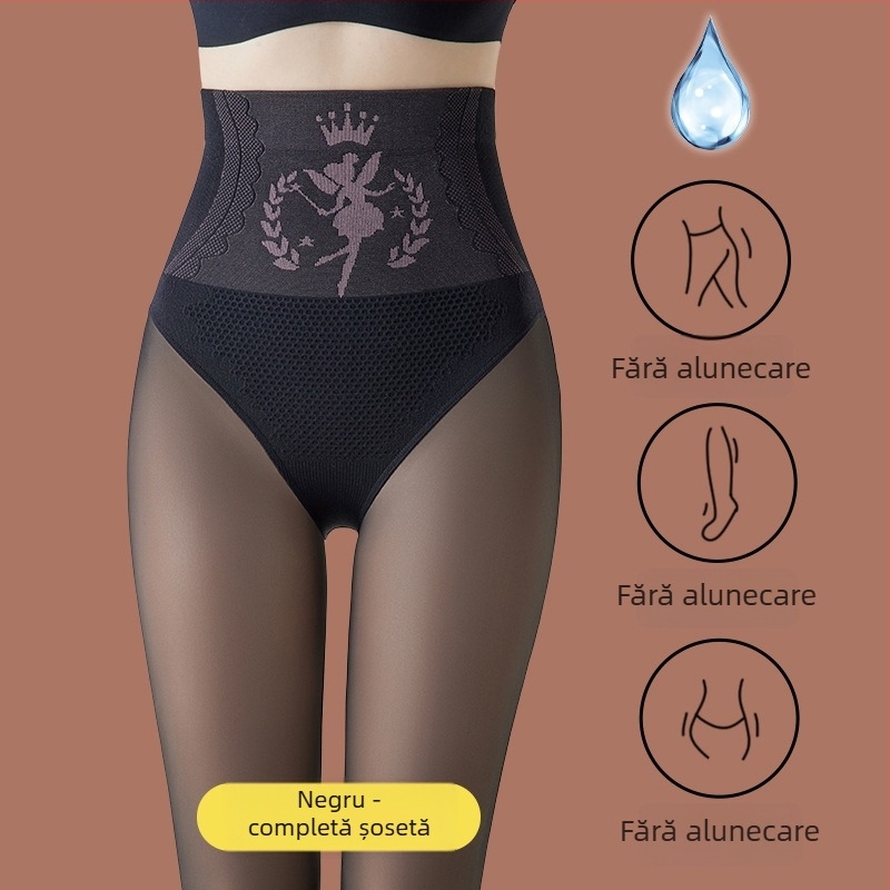 Colanți din nylon cu căptușeală de fleece, groși, cu elasticitate ridicată, model unic pentru toamnă-iarnă