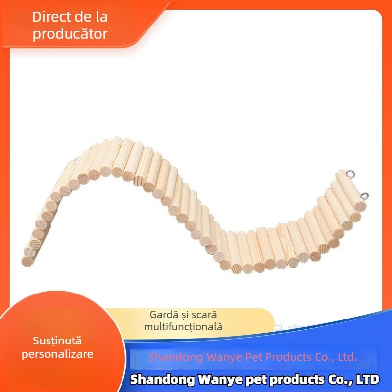 Gard decorativ din lemn masiv pentru hamster, cu scară