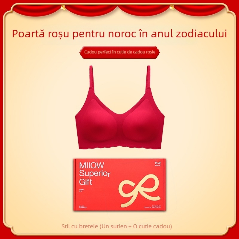 Sutien fără fir, cupe 3/4, cupă modelată subțire, bretele fixe duble, fără închidere pe spate