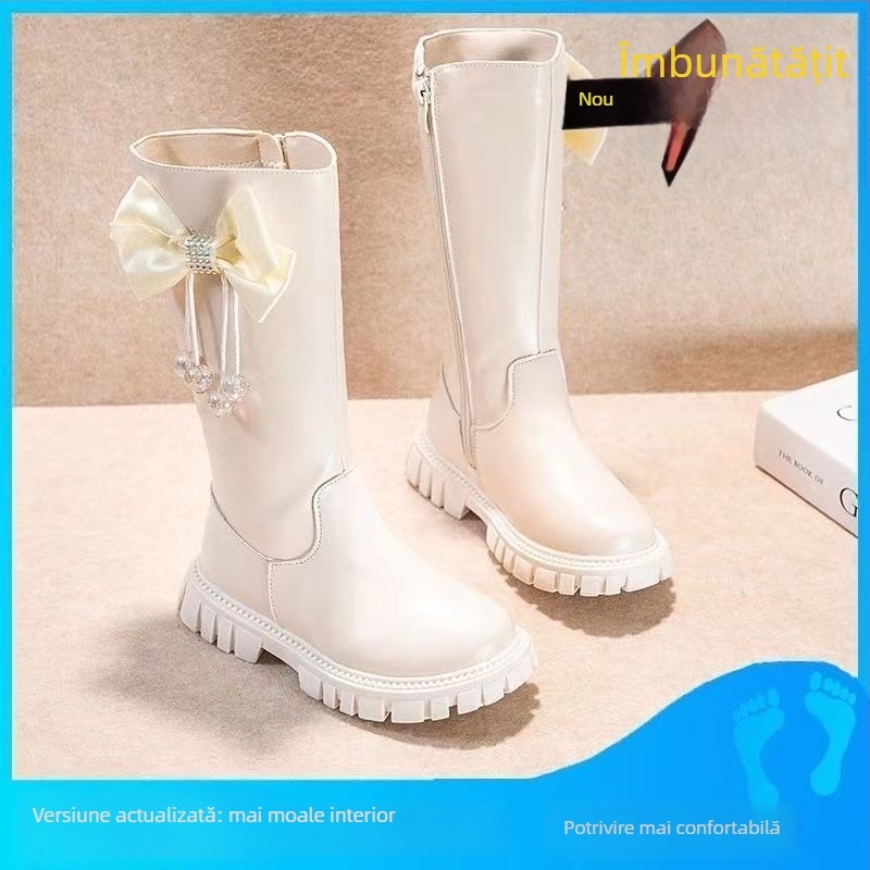 Ghete de zăpadă pentru fete, partea superioară din piele artificială, talpă din cauciuc natural, vârsta 1–3 ani