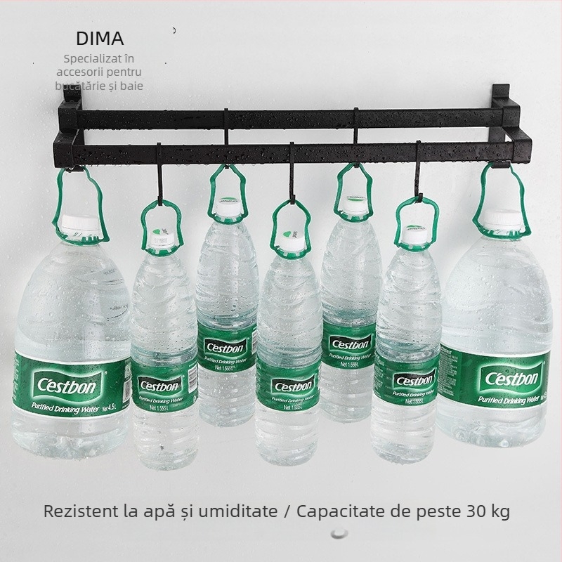 Raft de prosoape pentru baie din Space aluminiu cu finisaj negru anodizat, strat dublu, 10 kg sarcină, Emma