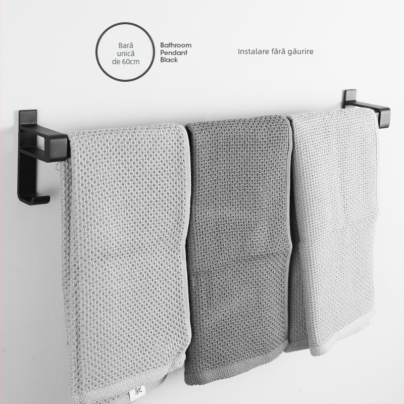 Raft de prosoape pentru baie din Space aluminiu cu finisaj negru anodizat, strat dublu, 10 kg sarcină, Emma