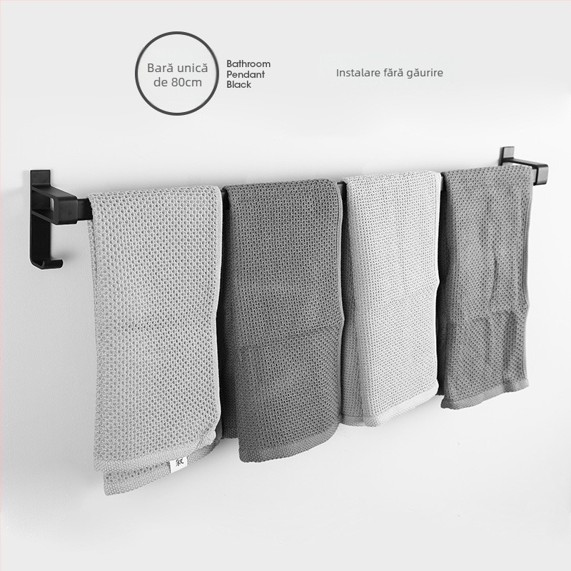 Raft de prosoape pentru baie din Space aluminiu cu finisaj negru anodizat, strat dublu, 10 kg sarcină, Emma