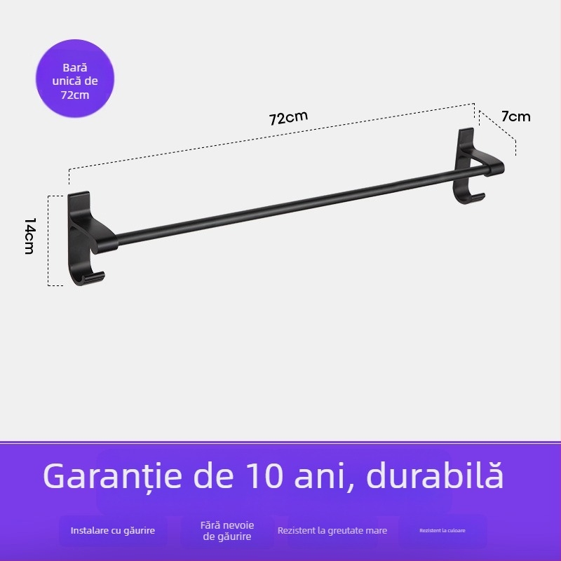 Raft de prosoape pentru baie din Space aluminiu cu finisaj negru anodizat, strat dublu, 10 kg sarcină, Emma