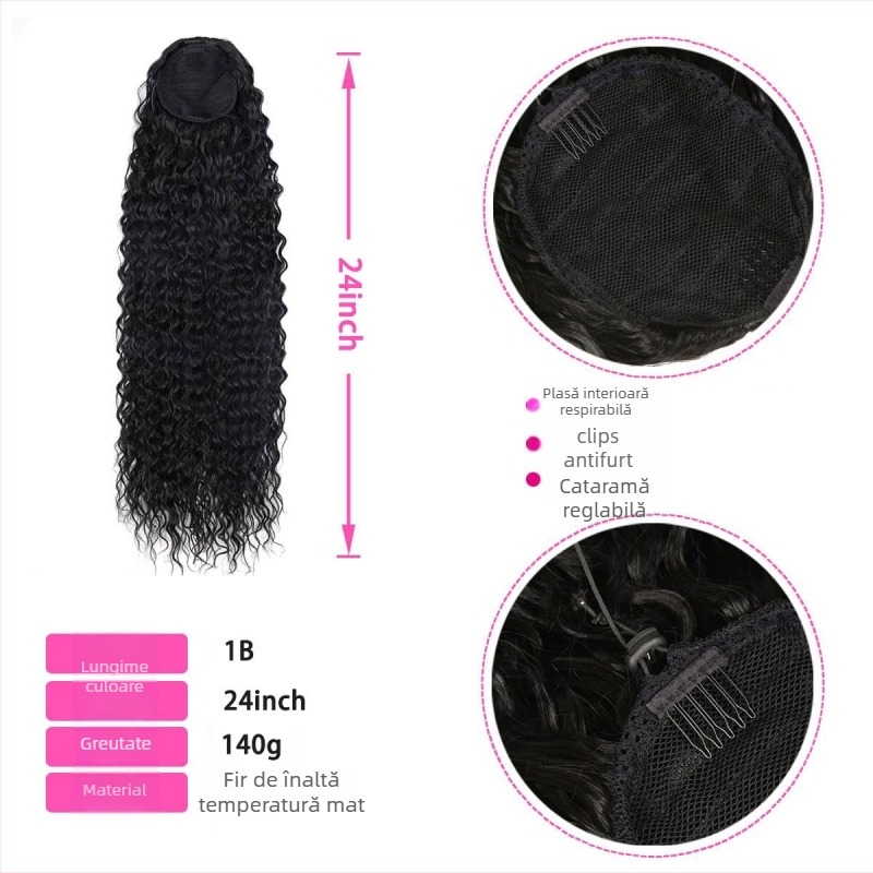 Perucă cu coadă de cal, model 0062, brand G&T Wig, fibre cu temperatură înaltă, mecanism de fabricație