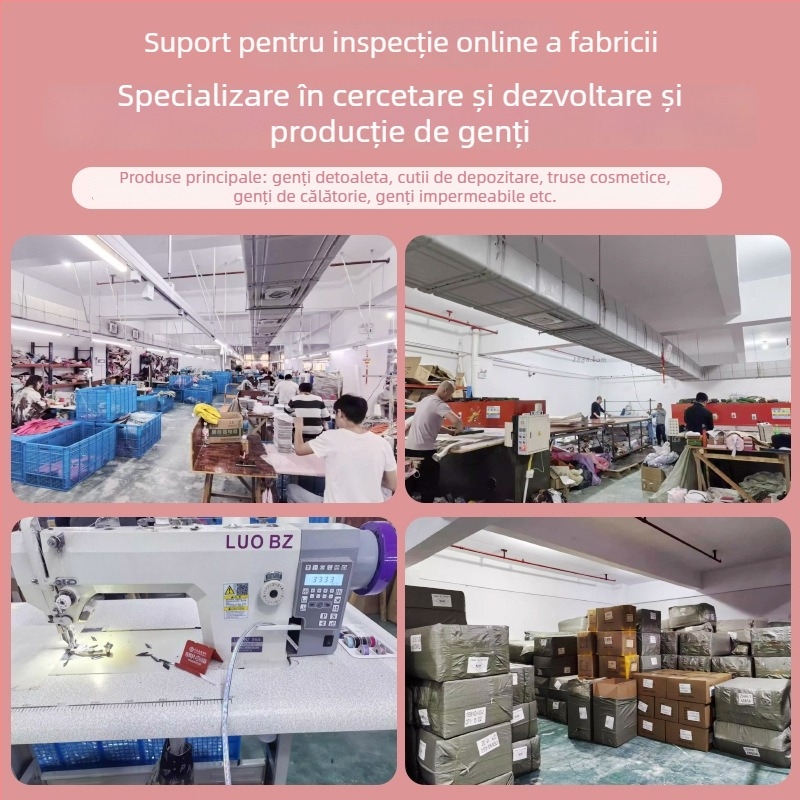 Geantă cosmetică imprimată PVC cu model de animale, căptușeală PVC, impermeabilă, separare umed-uscat.