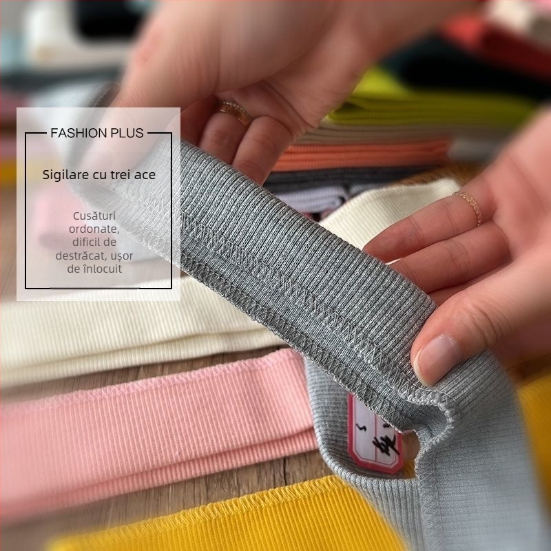 Hanorac din bumbac cu țesătură rib elastică, manșete și guler cu rib, susținere pentru burtică în timpul sarcinii, tiv tricotat rib