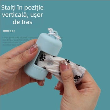 Dispenser pentru pungile de gunoi pentru toaletă cu cutie de depozitare mată și elastică – Material ABS, lopățică pentru fecale pentru animale de companie