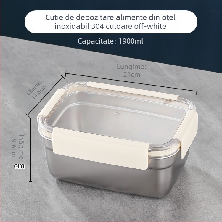 Cutie de conservare din oțel inoxidabil 304, dreptunghiulară, etanșă, pentru frigider și congelator; capacități: 501–800 ml, 1–2 L, 3.1–4 L
