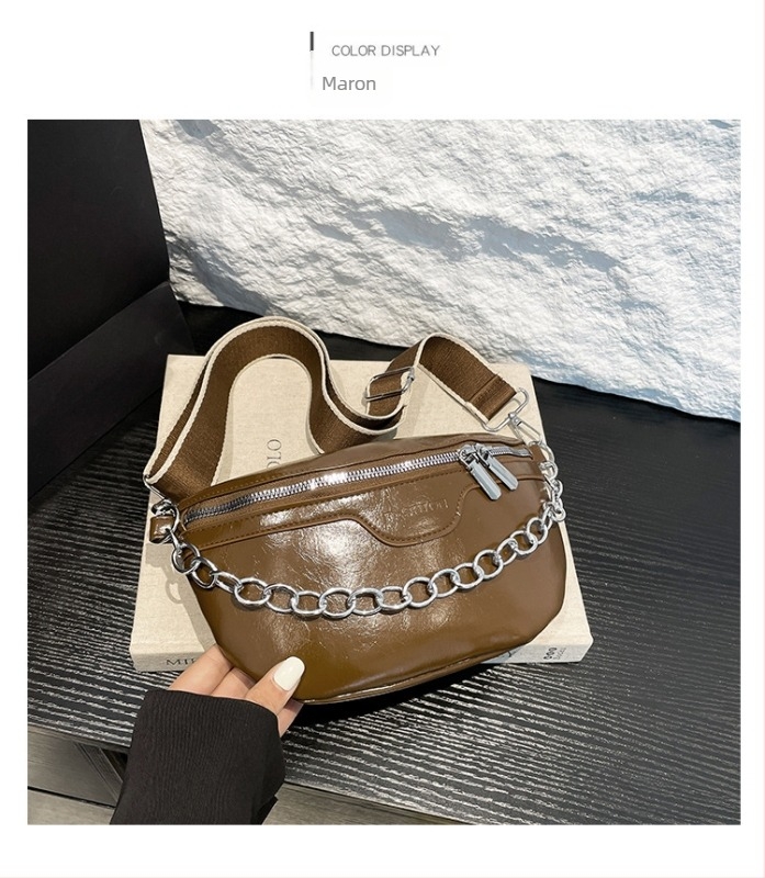 Geantă de umăr cu stil street-trend, material PU, design de geantă subraț, închidere cu fermoar, căptușeală poliester