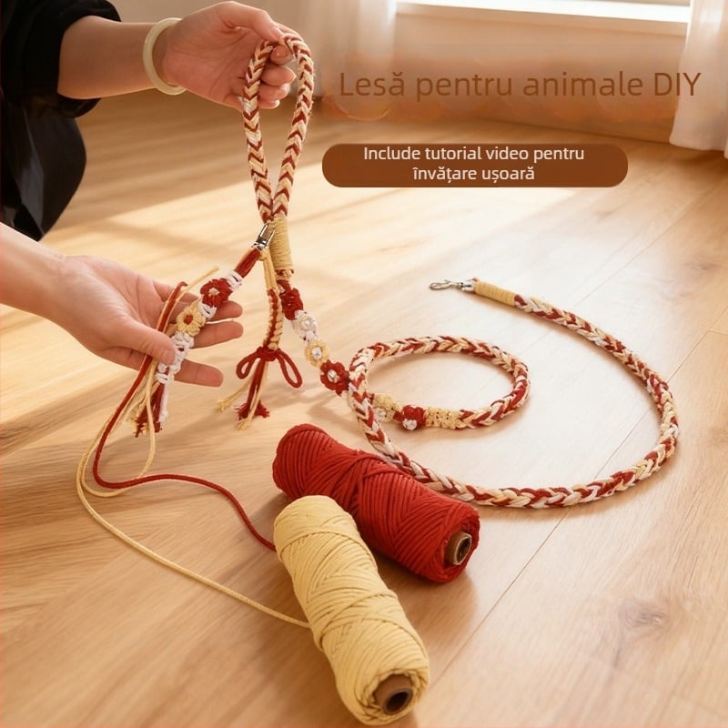 Kit DIY Lesă pentru câine – împletire manuală, bumbac, utilizare universală, Crăciun, stil leisure
