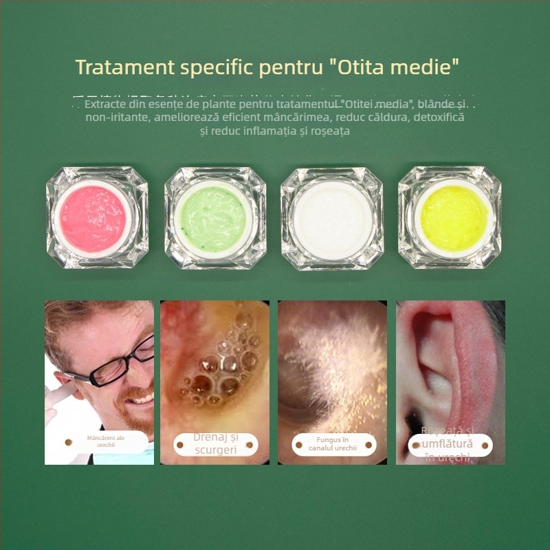 Set de îngrijire a urechilor: lingură pentru urechi non-luminată și cremă de îngrijire, ameliorare a roșeții și a mâncării, 10–20 g