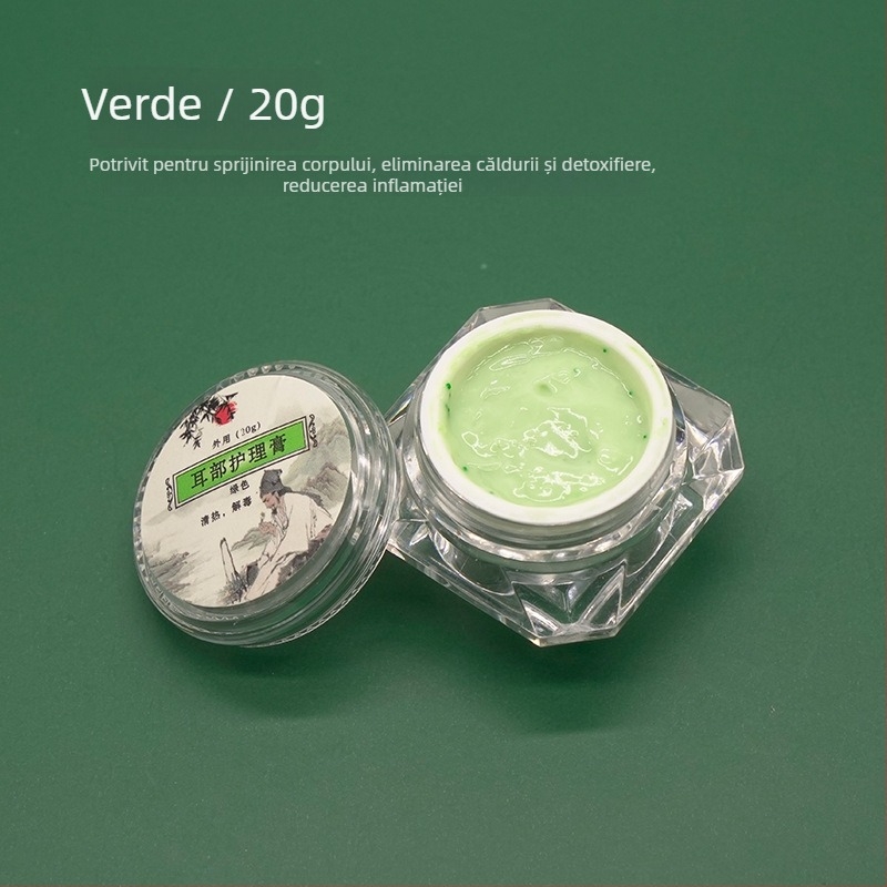 Set de îngrijire a urechilor: lingură pentru urechi non-luminată și cremă de îngrijire, ameliorare a roșeții și a mâncării, 10–20 g