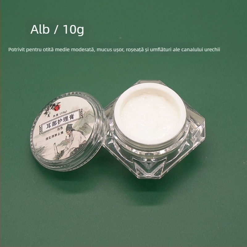 Set de îngrijire a urechilor: lingură pentru urechi non-luminată și cremă de îngrijire, ameliorare a roșeții și a mâncării, 10–20 g