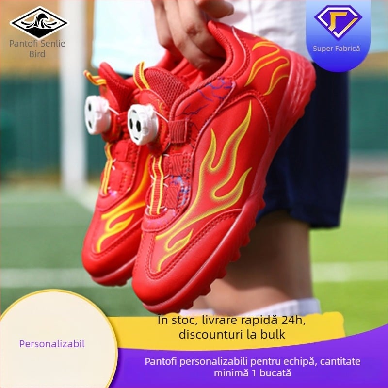 Ghete de fotbal pentru copii cu crampoane pentru gazon – talpă din cauciuc, gleznă joasă, rezistente la uzură, pentru toate sezoanele