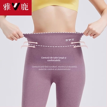 Pantaloni termici pentru femei cu talie înaltă, țesătură cationică, căptușeală velur, 90–95% poliester, grosime 201–250 g/m2