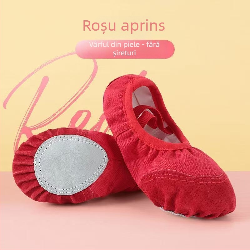 Mengwei Pantofi Latini de Dans pentru Fete - Stil Chinezesc, Operă de la Beijing, Talpă Moale, Partea Superioară din Bumbac, Pentru Vârsta 7–12 ani