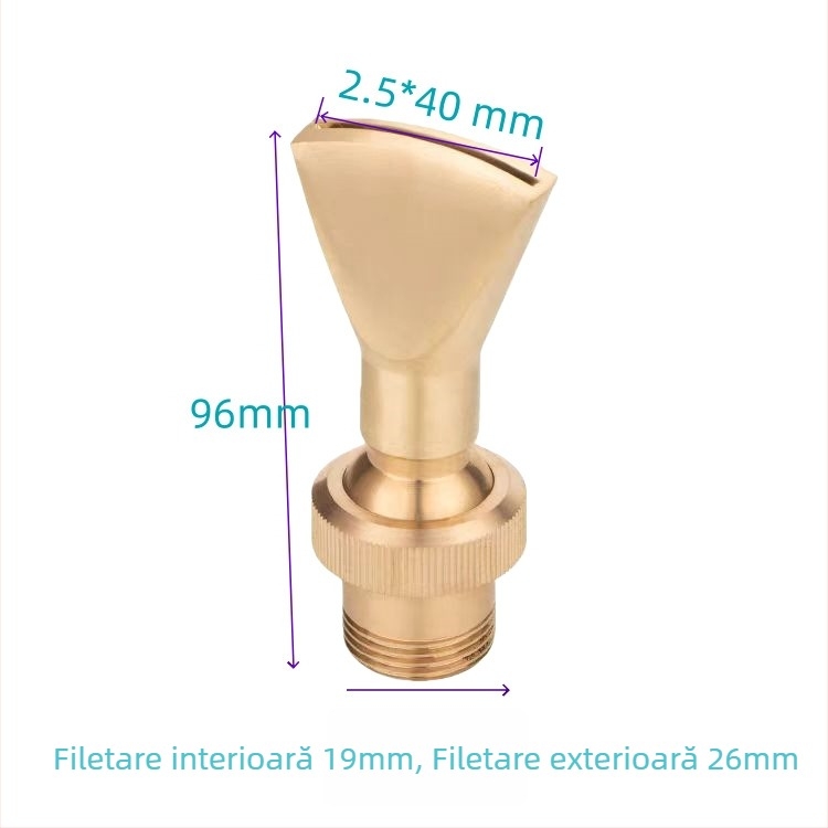 Duză din cupru reglabilă, cu direcții multiple, în formă de ventilator și duză cu gură plată, pentru elemente de apă, de la Petrel (Material: Cupru; Domeniu de aplicare: curți, munți artificiali, piscine, fântâni peisagistice)