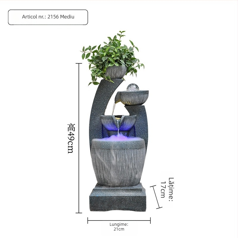Fântână decorativă din rășină cu apă curgătoare și minge Feng Shui, decor pentru birou sau living, lucrată manual, brand Qijotao, cadou ideal pentru nuntă